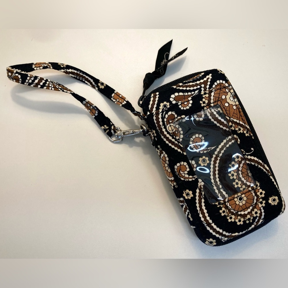 Vera Bradley Black and Brown Paisley Wristlet